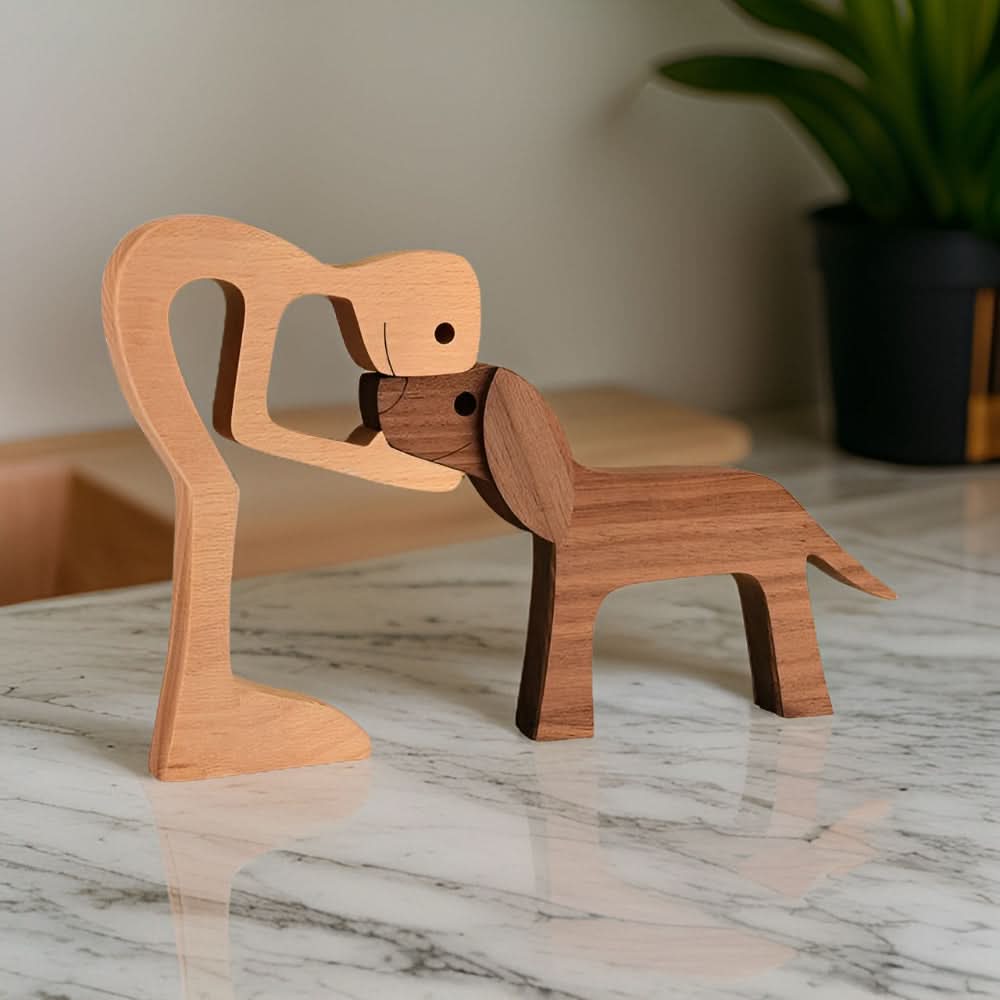 Skorter | Handcrafted Wood Dog and Human Figurine