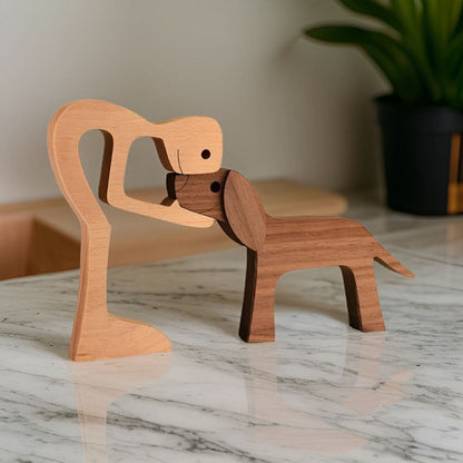 Skorter | Handcrafted Wood Dog and Human Figurine
