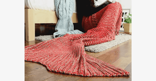 Skorter | Cozy Cotton Knit Mermaid Tail Blanket