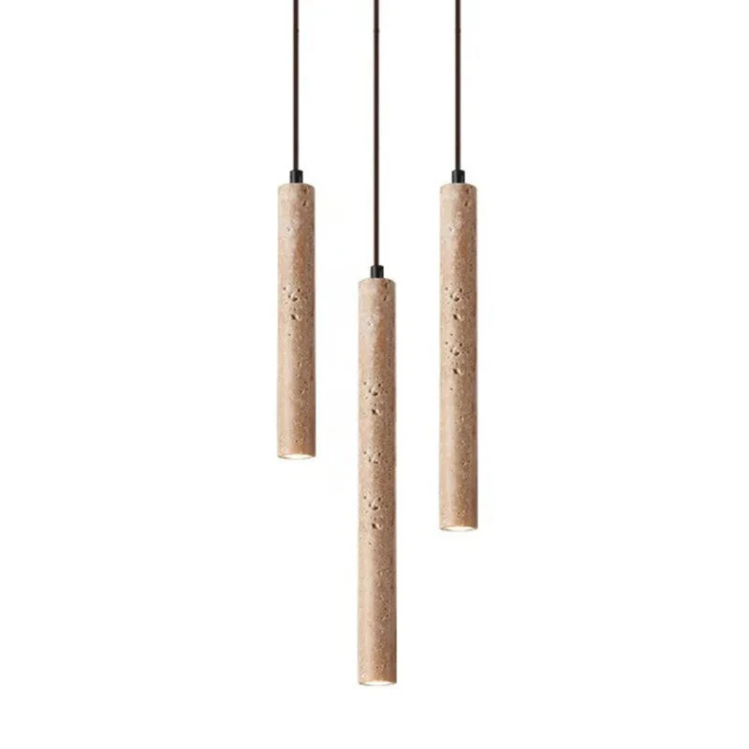 Skorter | Minimalist Travertine Wabi-Sabi Style LED Chandelier - LumoLine