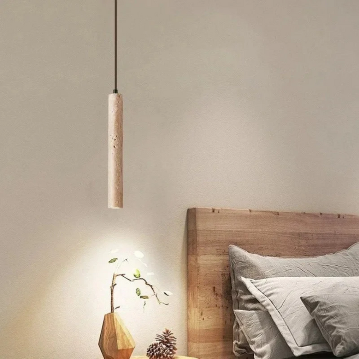 Skorter | Minimalistisk LED-ljuskrona i travertin i Wabi-Sabi-stil - LumoLine 