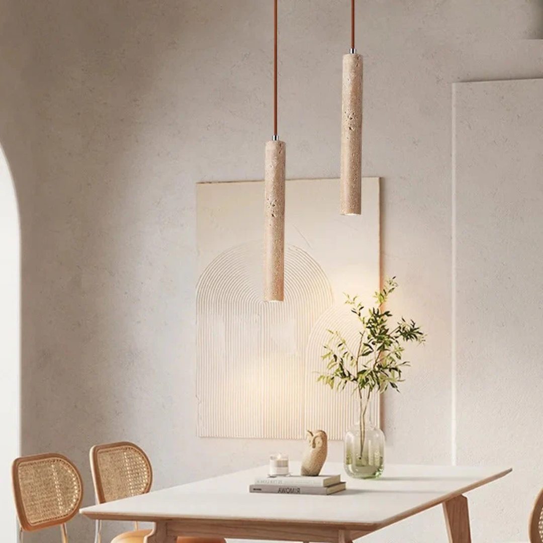Skorter | Minimalist Travertine Wabi-Sabi Style LED Chandelier - LumoLine