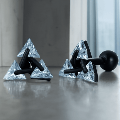 Skorter | AXIS – Silver Triangle Studs for a Modern, Chic Look