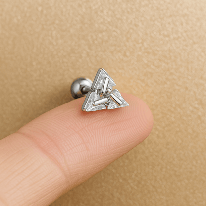 Skorter | AXIS – Silver Triangle Studs for a Modern, Chic Look