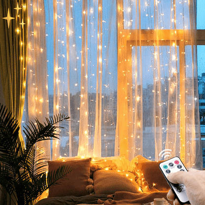 Skorter | Curtain lamp with remote control and movable light for a warm, safe atmosphere at home