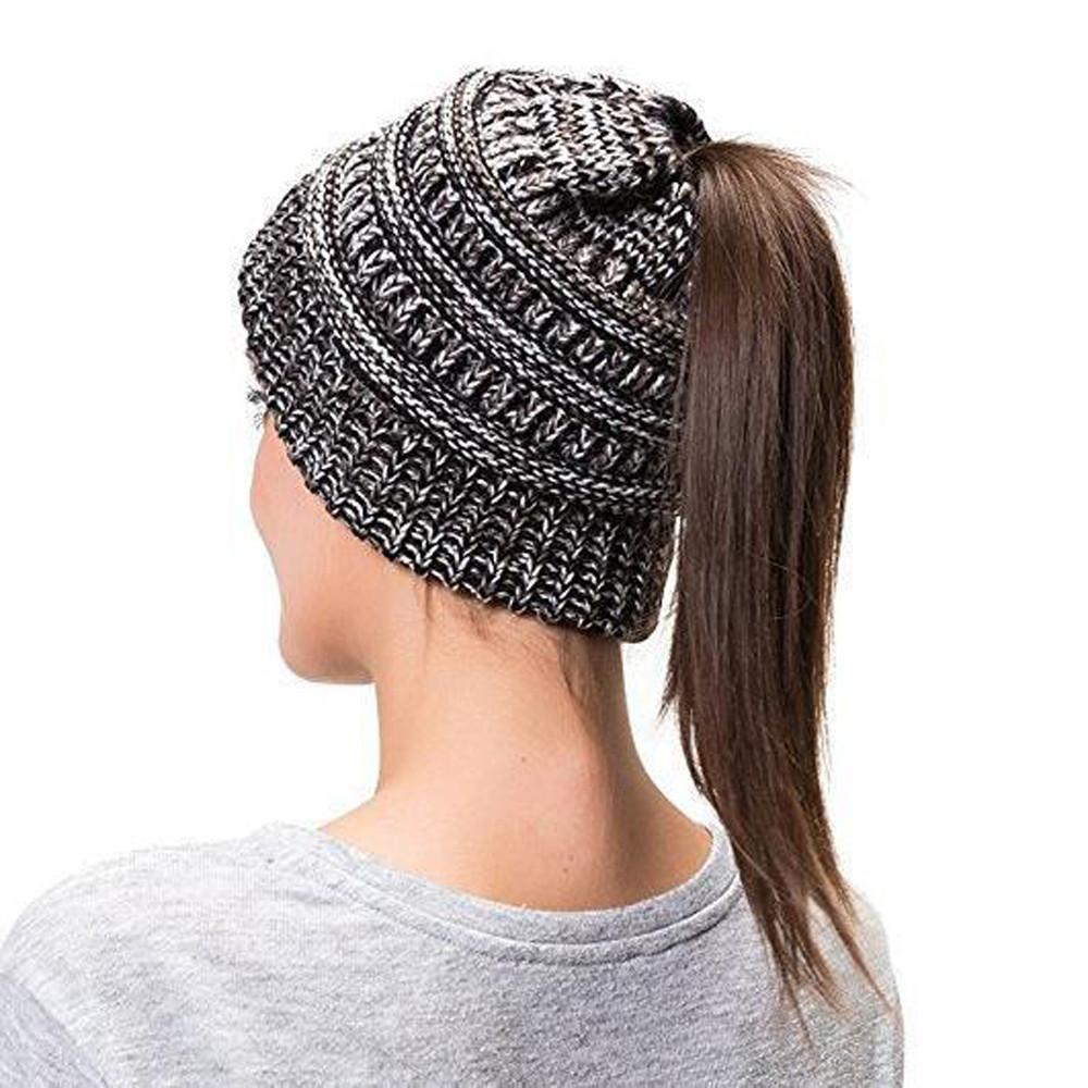 Skorter | Women’s Soft Knit Ponytail Beanie – Casual Winter Hat