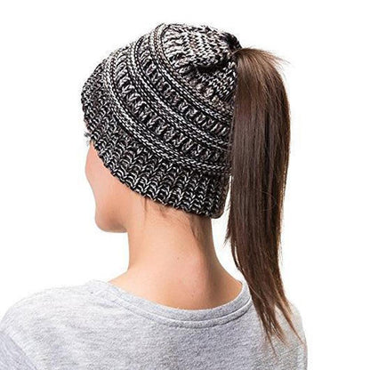 Skorter | Women’s Soft Knit Ponytail Beanie – Casual Winter Hat