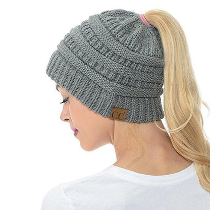 Skorter | Women’s Soft Knit Ponytail Beanie – Casual Winter Hat