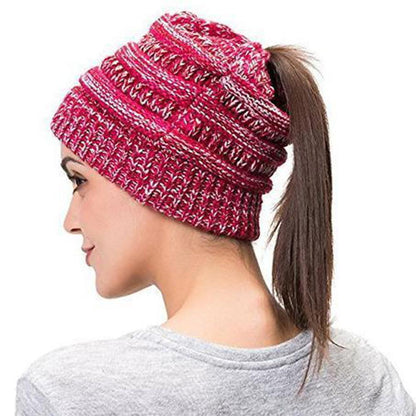 Skorter | Women’s Soft Knit Ponytail Beanie – Casual Winter Hat
