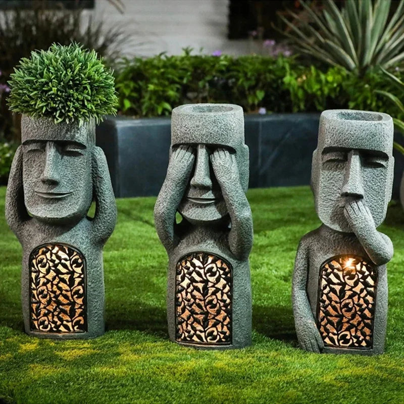 Skorter | MoaiGlow Easter Island Planter Statue with LED Light