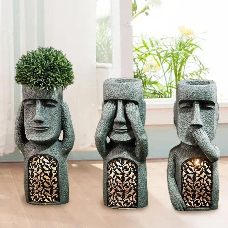 Skorter | MoaiGlow Easter Island Planter Statue with LED Light