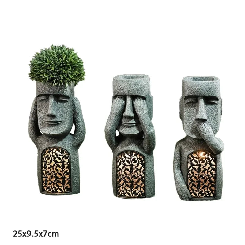 Skorter | MoaiGlow Easter Island Planter Statue with LED Light