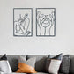 Skorter | Modern abstract female black line silhouette metal art │ Nordic woman iron wall hanging decoration ornament