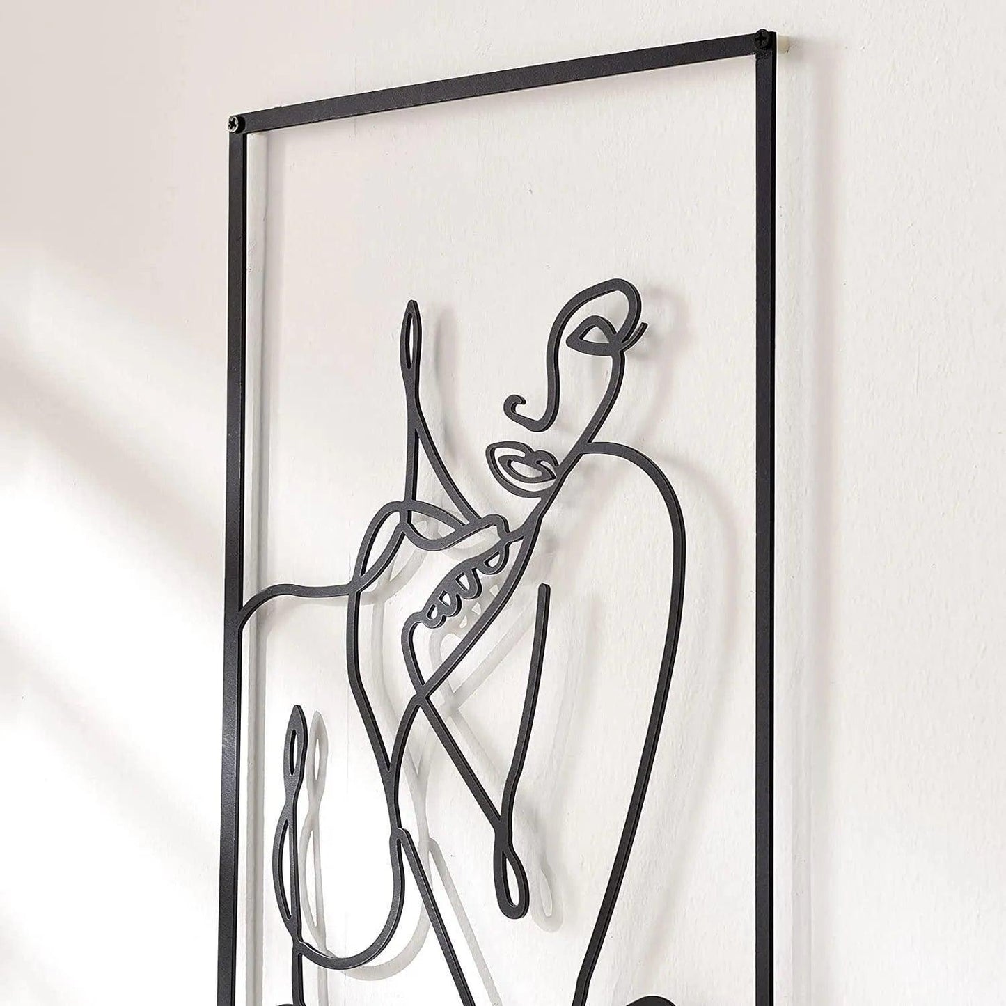 Skorter | Modern abstract female black line silhouette metal art │ Nordic woman iron wall hanging decoration ornament