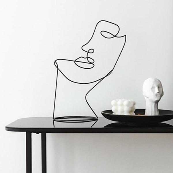 Modern Abstract Single Line Face Head Decorative Art - SKØRTER