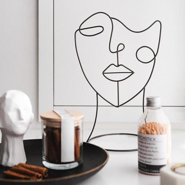 Modern Abstract Single Line Face Head Decorative Art - SKØRTER