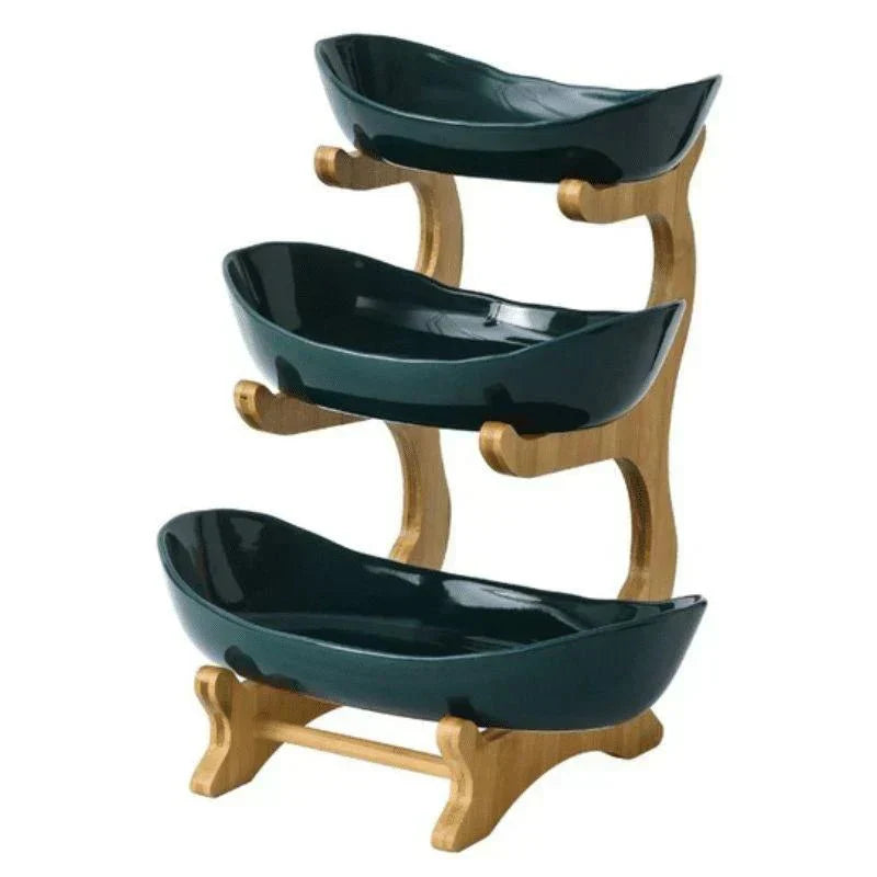 Skorter | BambuNest – Modern Bamboo Fruit Basket with Removable Trays & Multi-Tier Design