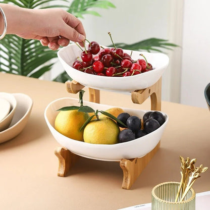 Skorter | BambuNest – Modern Bamboo Fruit Basket with Removable Trays & Multi-Tier Design