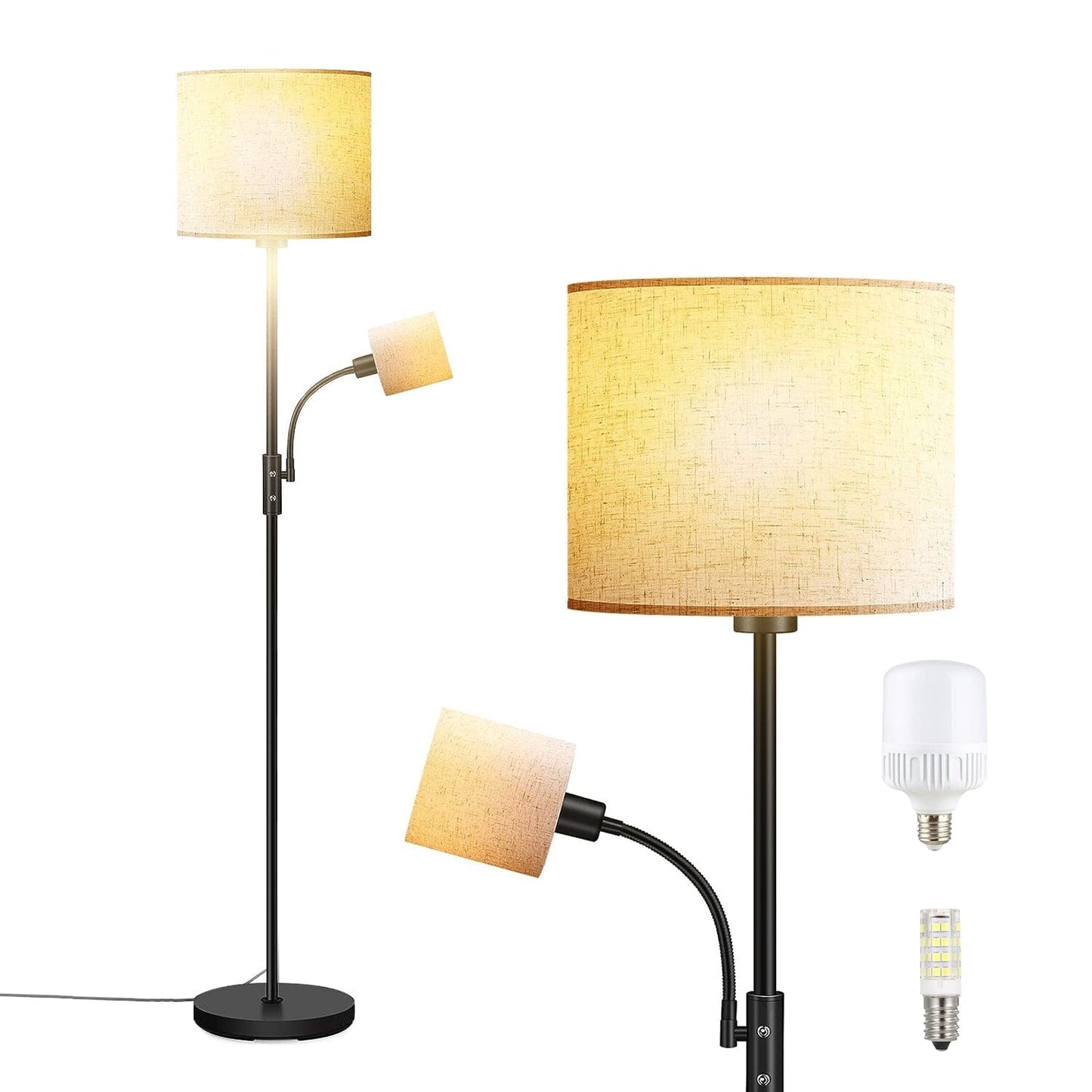 Skorter | Mother Daughter Floor Lamp with Linen Shade