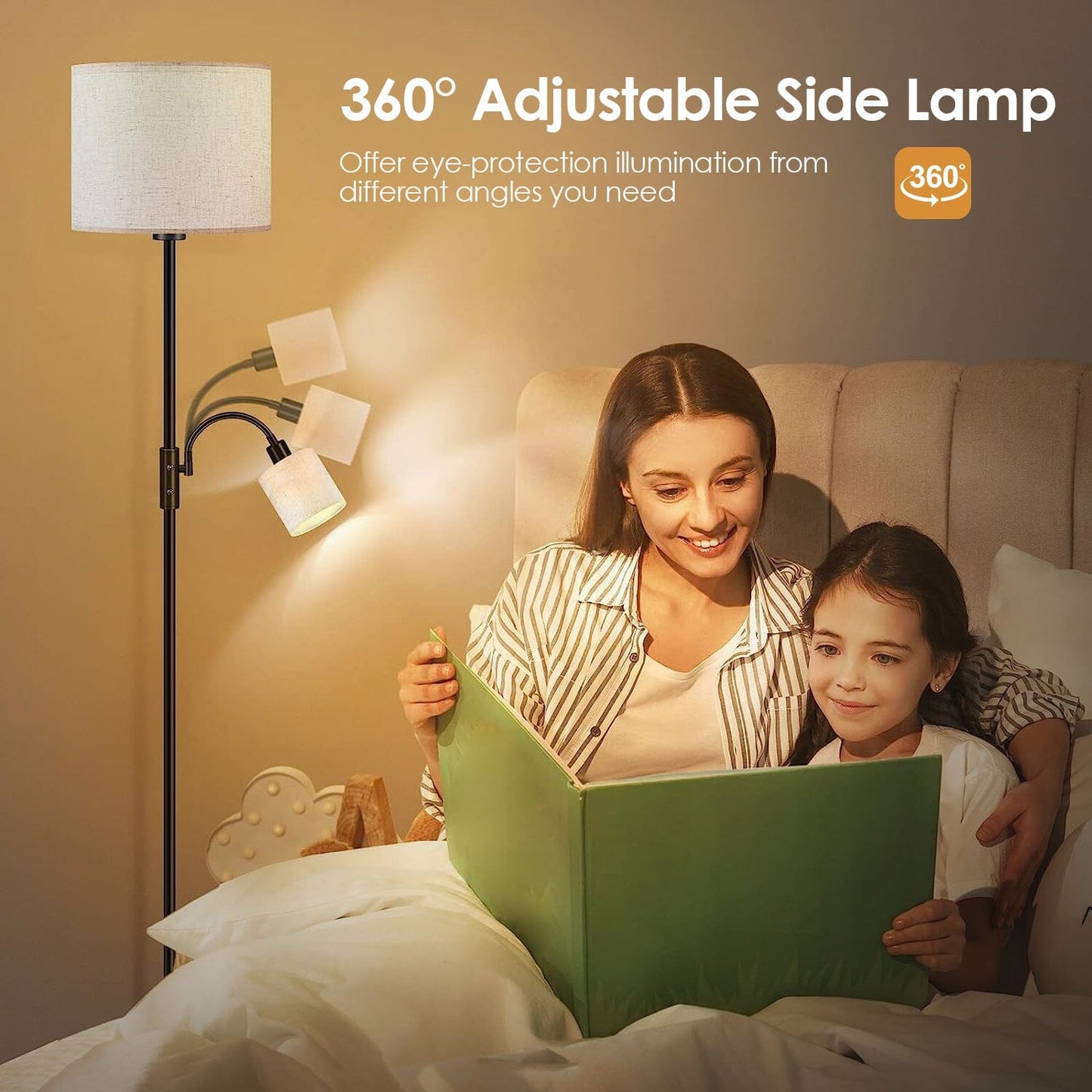 Skorter | Mother Daughter Floor Lamp with Linen Shade