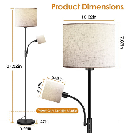 Skorter | Mother Daughter Floor Lamp with Linen Shade