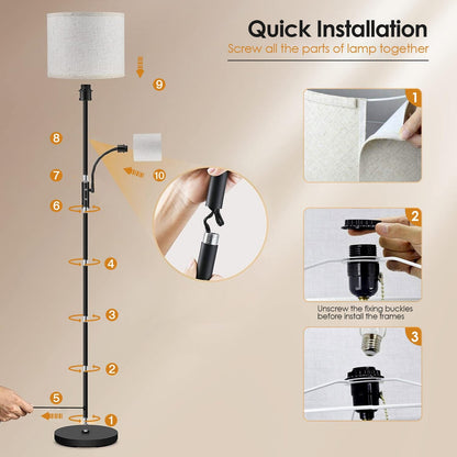 Skorter | Mother Daughter Floor Lamp with Linen Shade