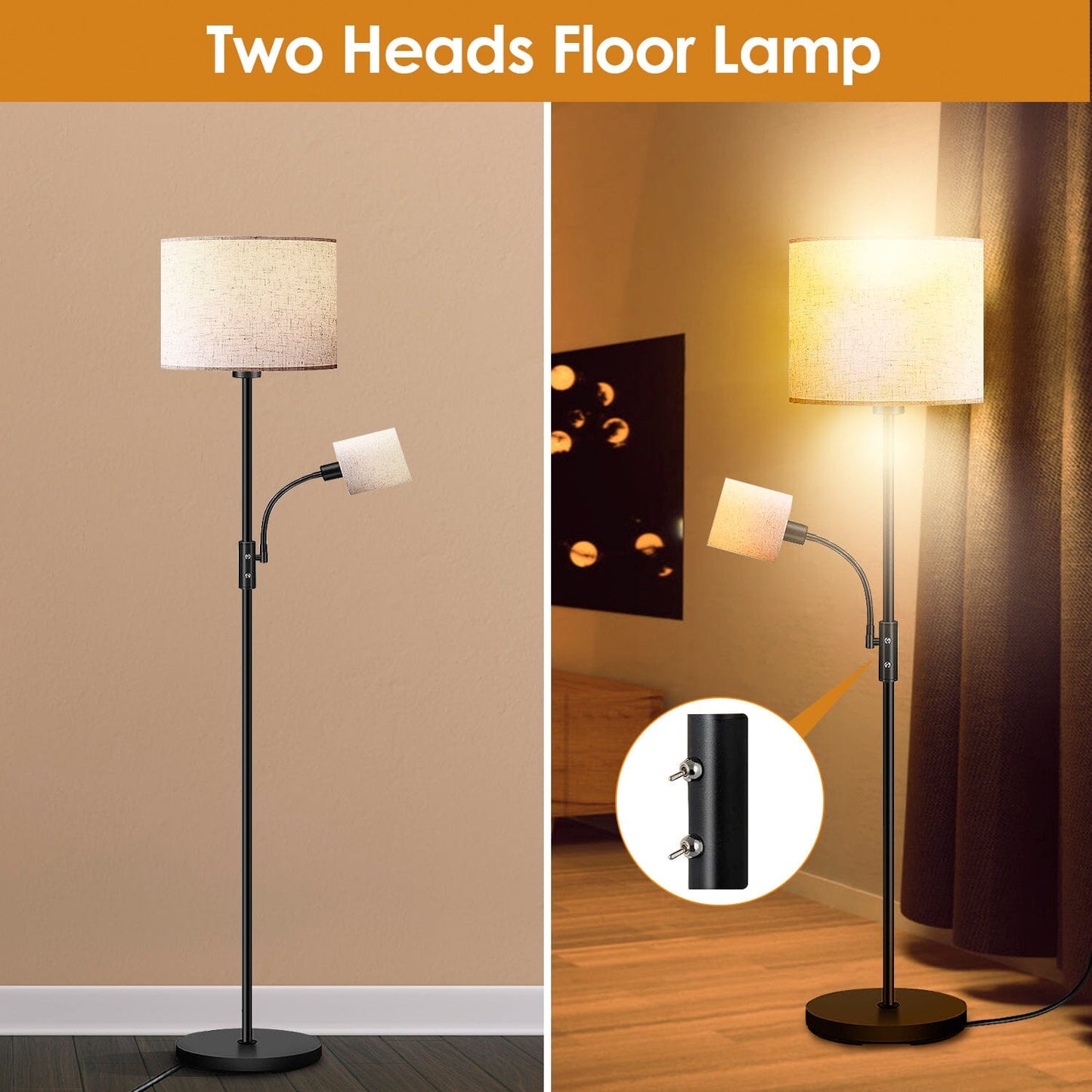 Skorter | Mother Daughter Floor Lamp with Linen Shade
