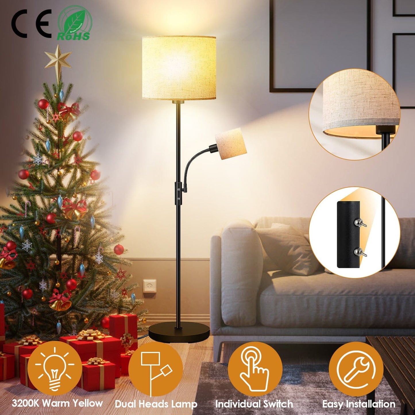 Skorter | Mother Daughter Floor Lamp with Linen Shade
