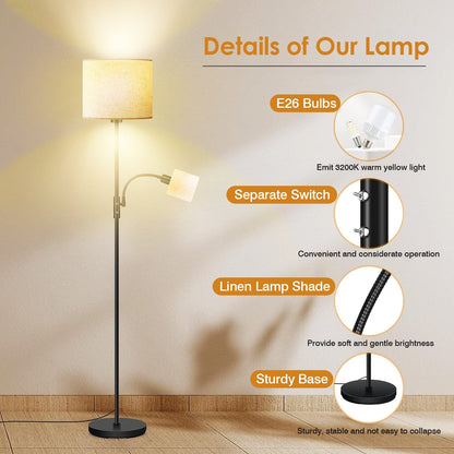 Skorter | Mother Daughter Floor Lamp with Linen Shade