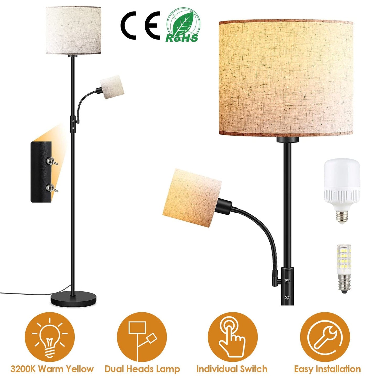 Skorter | Mother Daughter Floor Lamp with Linen Shade