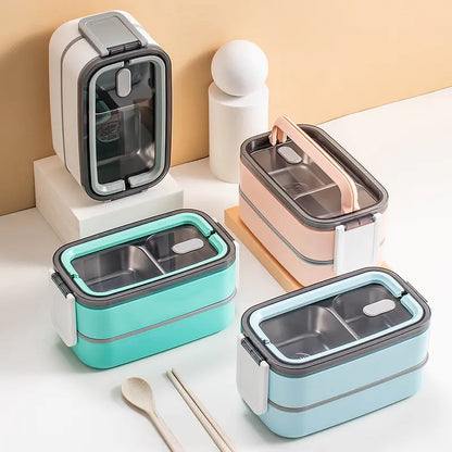 Skorter | 2-layer stainless steel Bento lunch box with locking lid