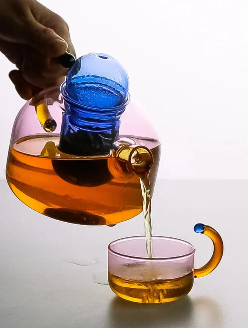 Skorter | Color Bloom Glass Teapot & Cup Set