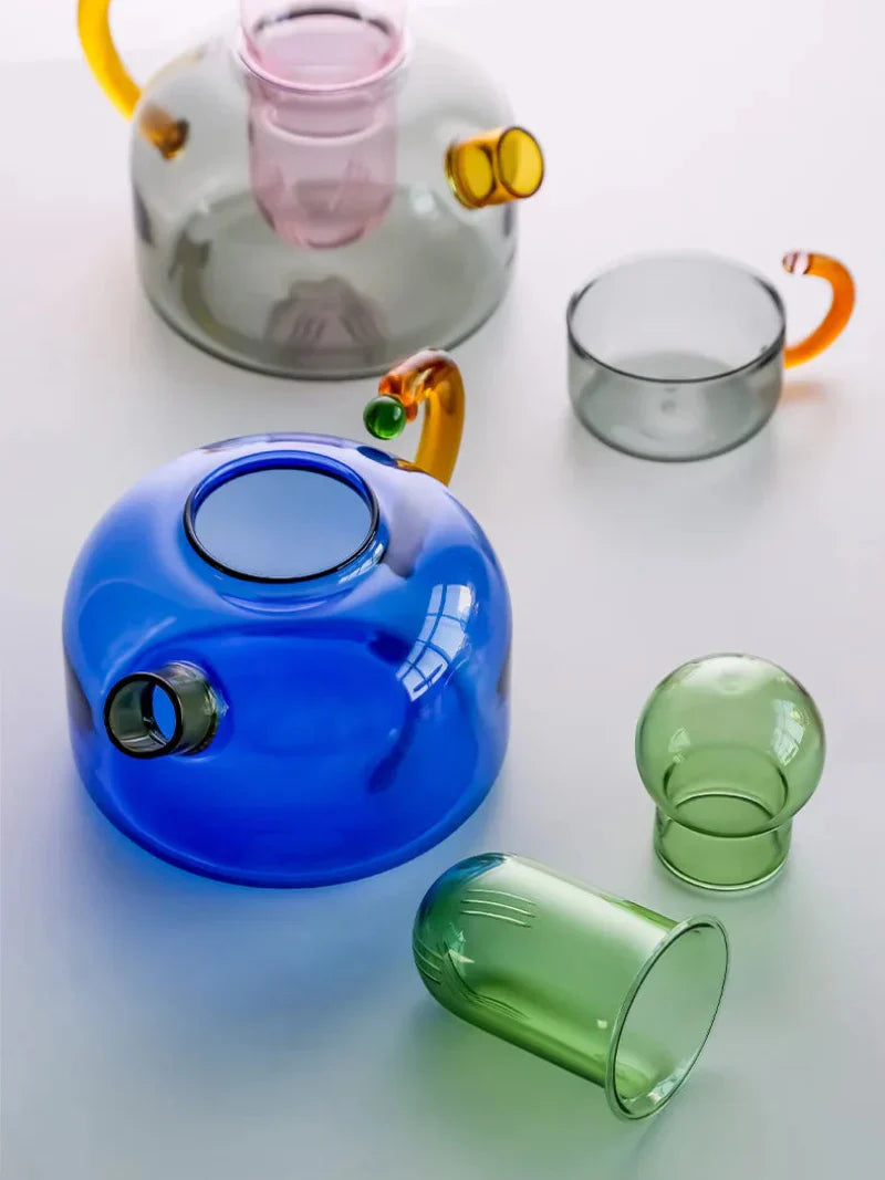 Skorter | Color Bloom Glass Teapot & Cup Set