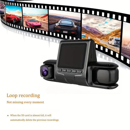 Skorter | Car Dashcam Recorder, 2.0 Inch Screen Dual Lens HD Night Monitoring Mini Dash Cam