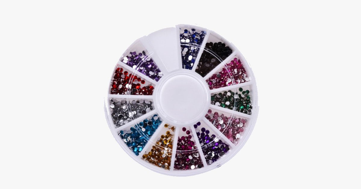 Skorter | 2400 pieces of rhinestones for nail art manicure in 12 color wheel