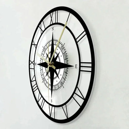 Skorter | Nautical Compass Wall Clock – Silent Acrylic Maritime Design