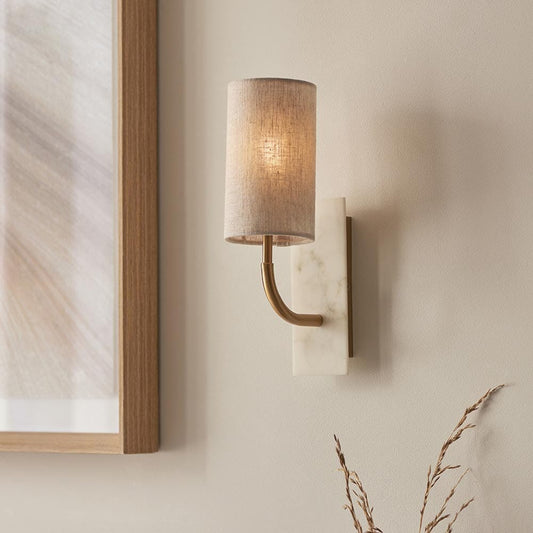 Skorter | Nerosa Gold & White Marble Curved Wall Lamp
