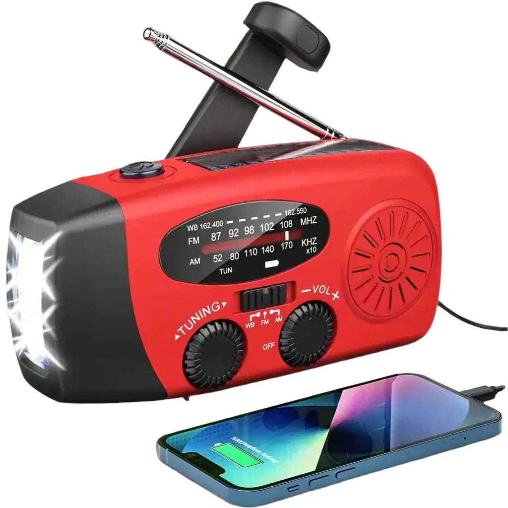 Skorter | Emergency Solar Radio with Crank – Portable Dynamo Radio with Power Bank & LED Flashlight