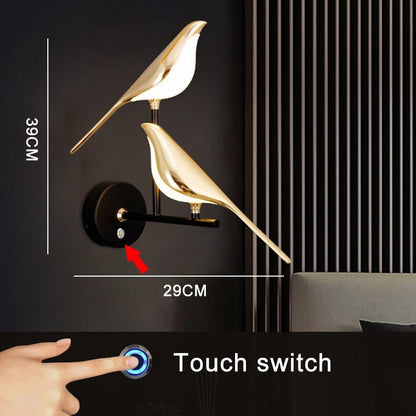 Nordic LED Golden Bird Wall Lamp Parlor Bar Bedside Hanging Light Novelty Rotatable Wall Lamp Bedroom Bedside Indoor Sconce - SKØRTER