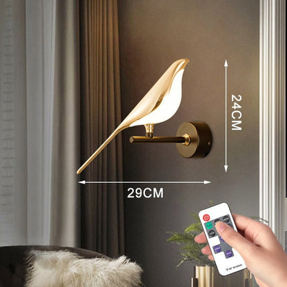 Nordic LED Golden Bird Wall Lamp Parlor Bar Bedside Hanging Light Novelty Rotatable Wall Lamp Bedroom Bedside Indoor Sconce - SKØRTER