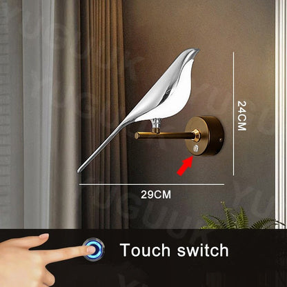 Nordic LED Golden Bird Wall Lamp Parlor Bar Bedside Hanging Light Novelty Rotatable Wall Lamp Bedroom Bedside Indoor Sconce - SKØRTER