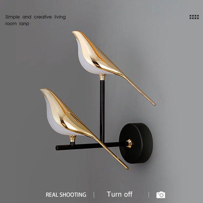 Nordic LED Golden Bird Wall Lamp Parlor Bar Bedside Hanging Light Novelty Rotatable Wall Lamp Bedroom Bedside Indoor Sconce - SKØRTER