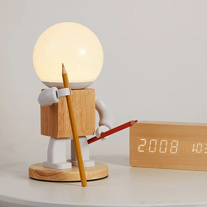 Nordic Wooden Robot Table Lamp - SKØRTER