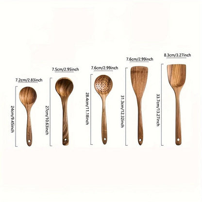 Skorter | FJORDFLAME SET – Sustainable 5-Piece Teak Wood Kitchen Utensil Set