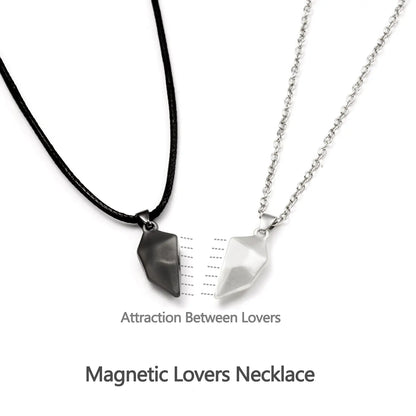 Skorter | 2 Pieces Magnetic Heart Couple Necklace for Women. Pullover Necklace for Best Friends, Lovers & Wedding Gift Jewelry