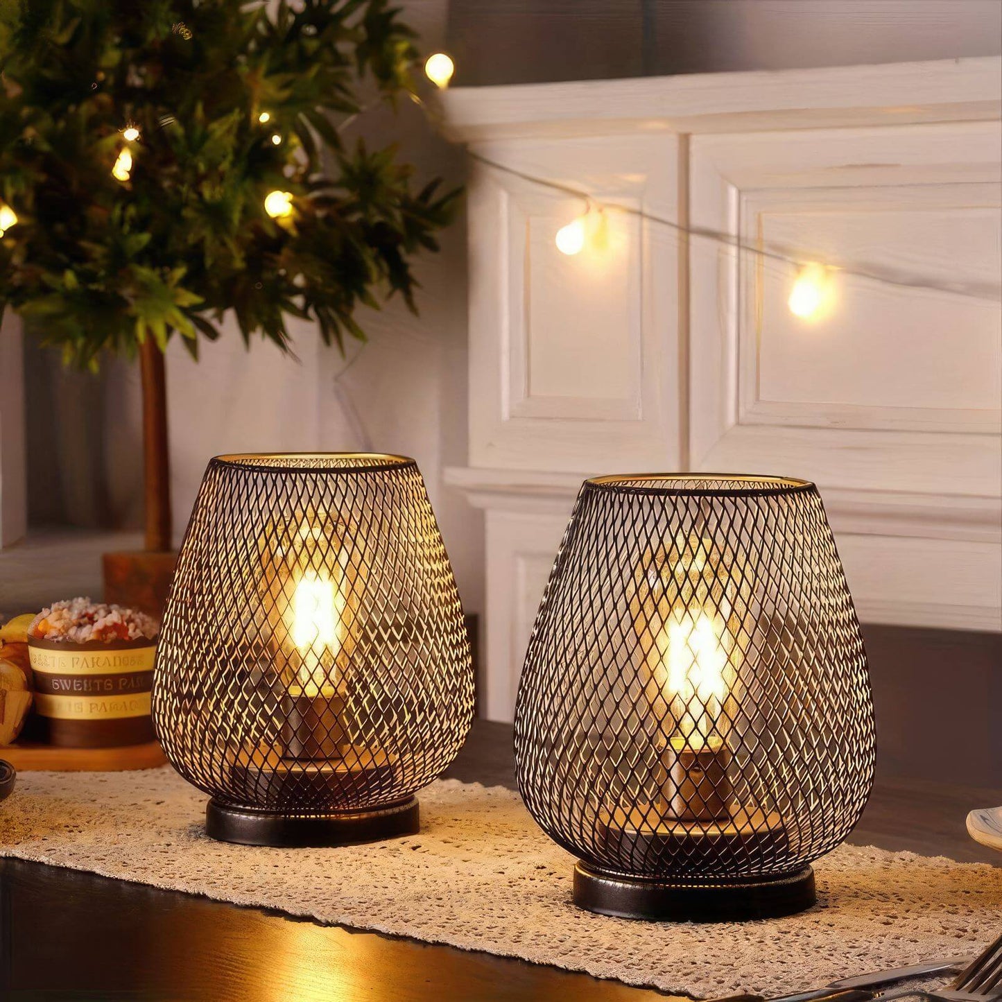 Skorter | RusticMesh Table Lamp Set – Industrial Style and Atmospheric Lighting