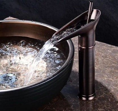 Skorter | Antique Brass Waterfall Bathroom Sink Faucet