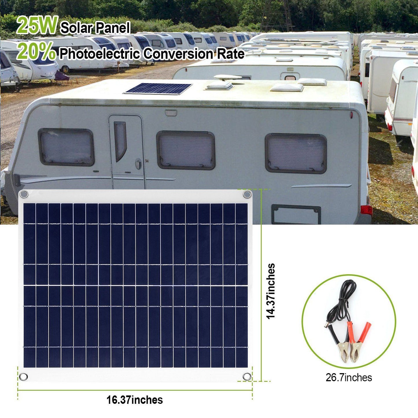 Skorter | Outdoor solar panel 12V 25W car battery charger