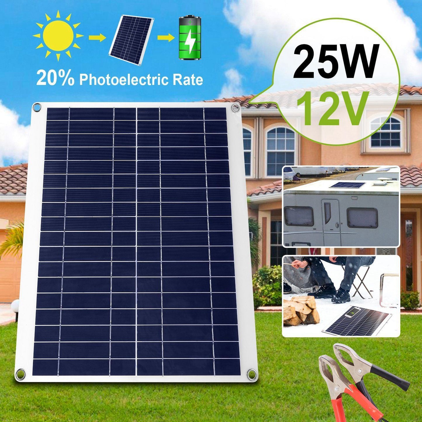 Skorter | Outdoor solar panel 12V 25W car battery charger