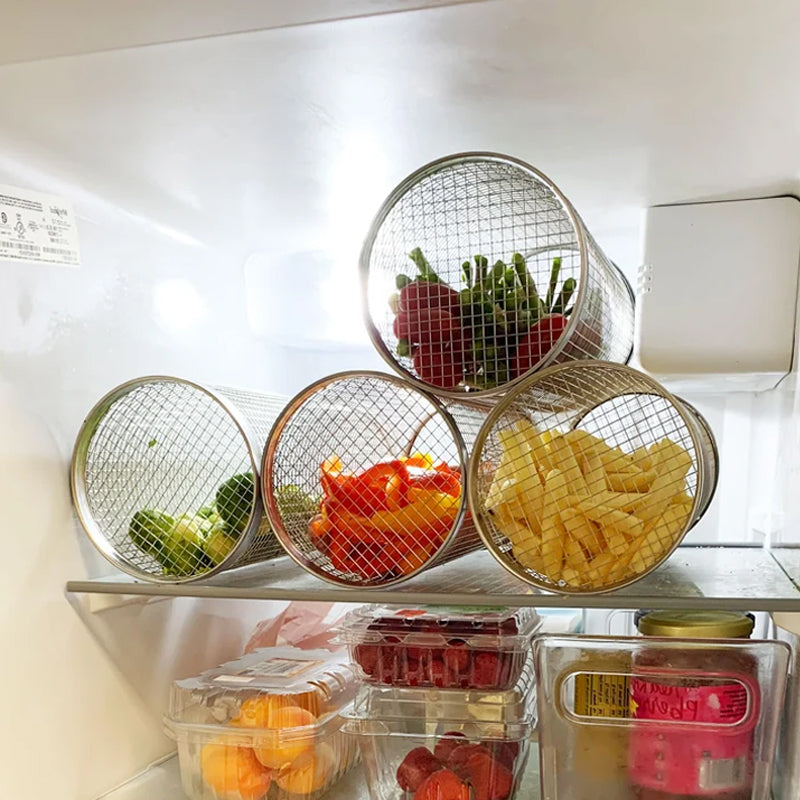 Skorter | Stainless Steel Rolling BBQ Grill Basket – Rotating Design for Perfectly Grilled Food